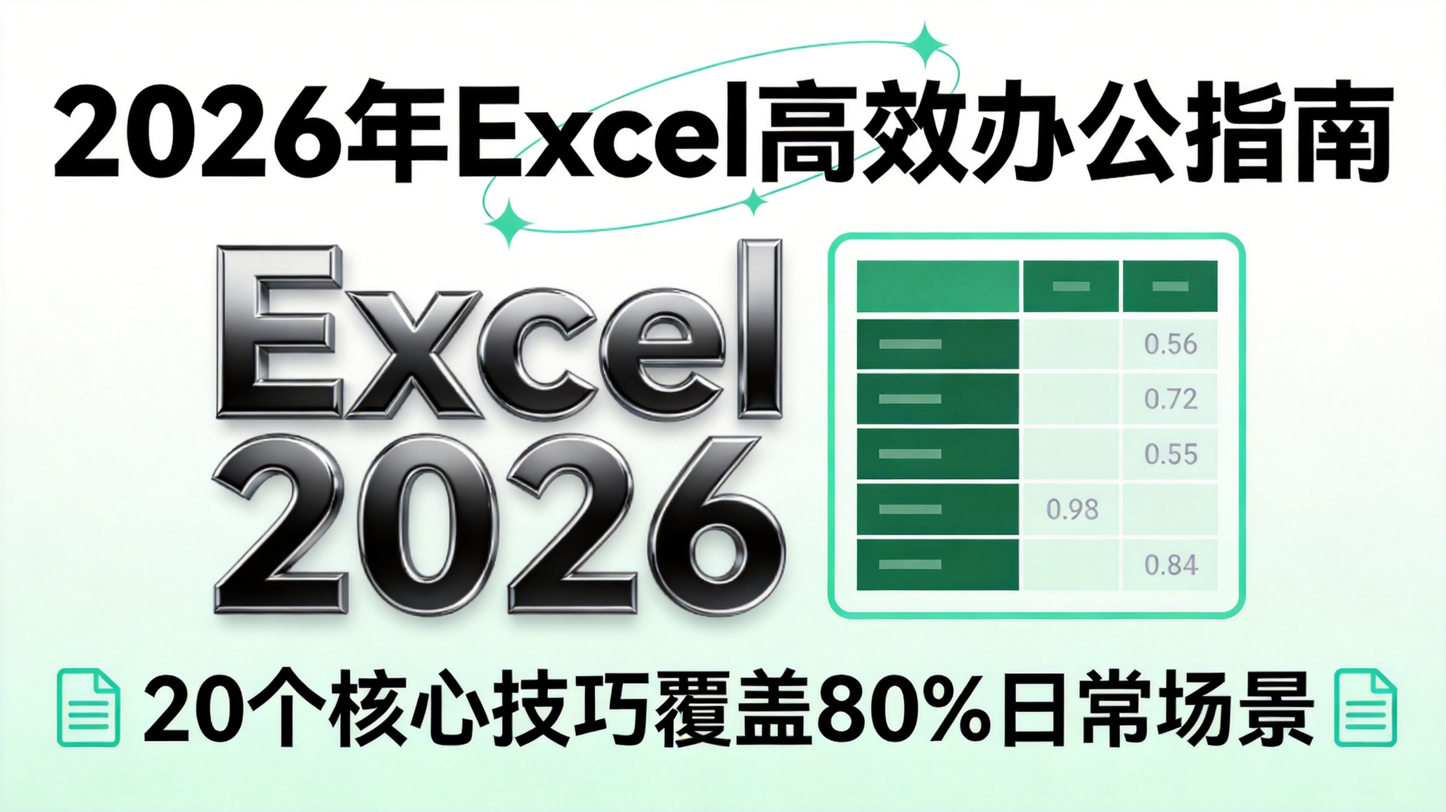 2026年Excel高效办公指南:20个核心技巧覆盖80%日常场景